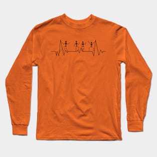 Nurse Heartbeat Skeleton Halloween Cardiology Arrhythmia Long Sleeve T-Shirt